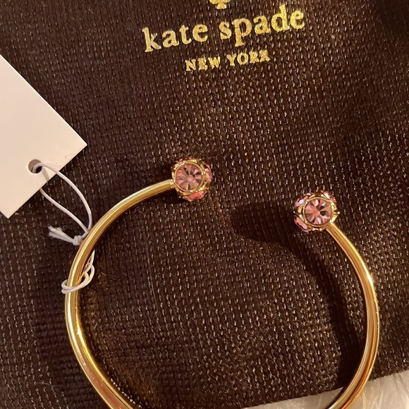 Kay Spade bangle NWT. Gold with pink rosé quartz crystals. - Picture 2 of 2